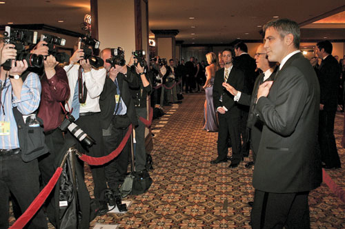Feature Film Nominee George Clooney faces the press corps.