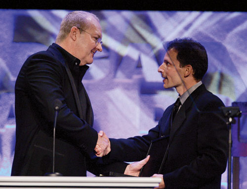 Randy Quaid presents the 2005 DGA Comedy Series Award to Marc Buckland.