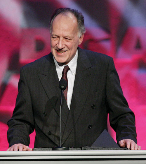 Director Werner Herzog accepts the Documentary Award.