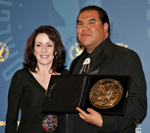 Chris Eyre (right) with presenter Patricia Heaton.