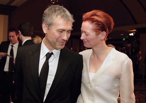 Feature film nominee Tony Gilroy with his Michael Clayton star Tilda Swinton