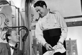Joseph Cotten as Jedediah Leland and Welles as Charles Foster Kane.