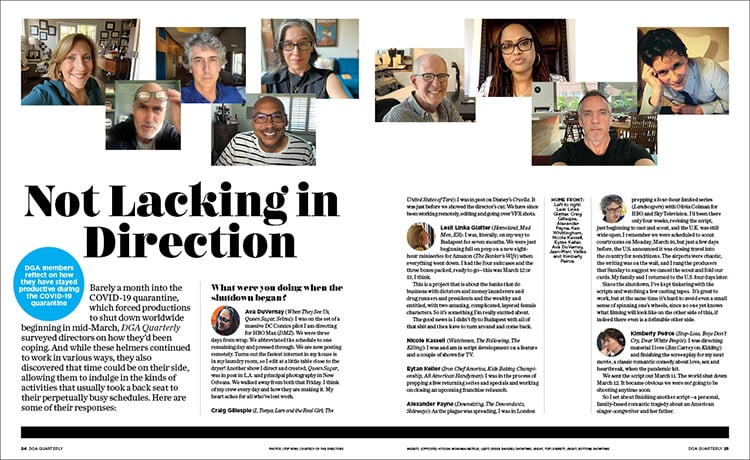 DGA Quarterly Magazine Summer 2020 Not Lacking in Direction During COVID-19