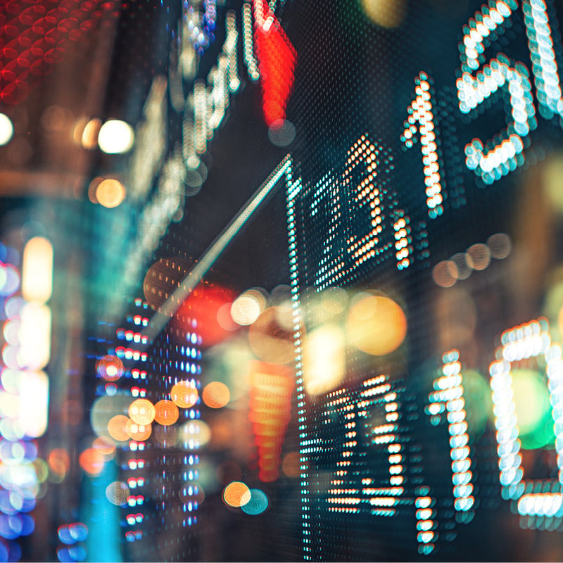 Financial information on screen to illustrate debt capital markets