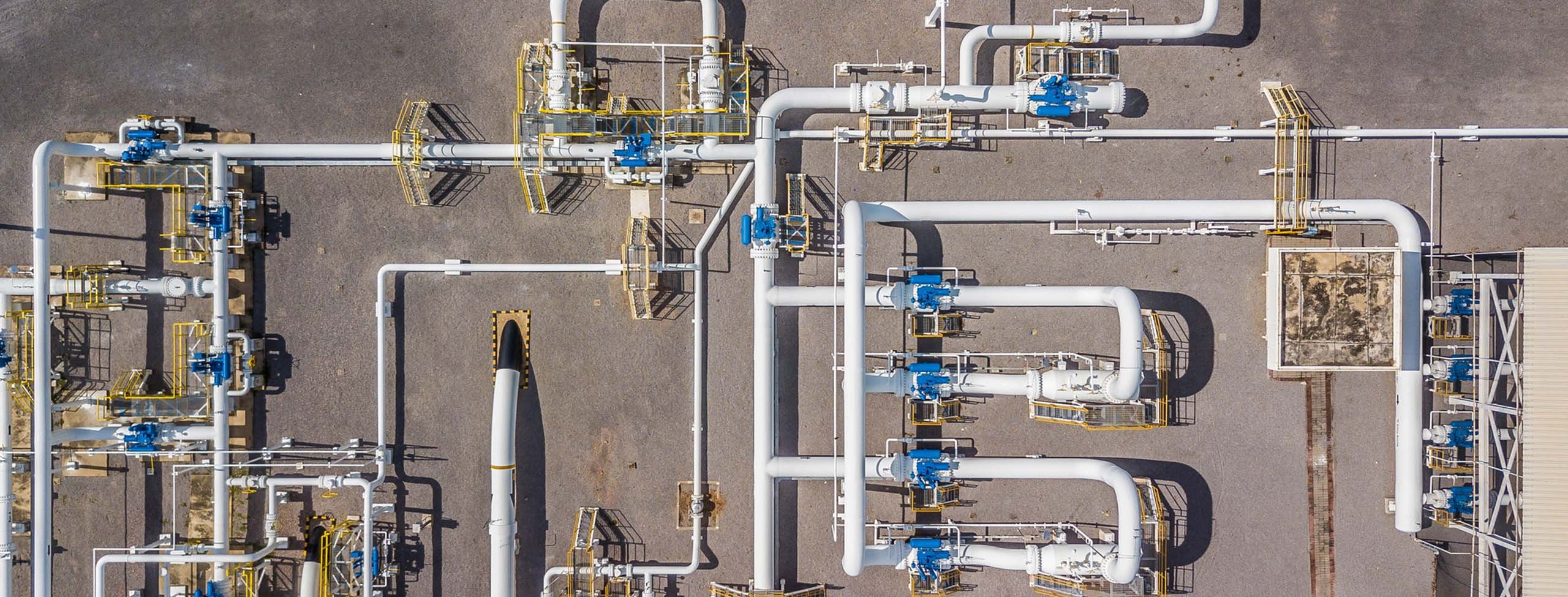 aerial top view natural gas pipelines