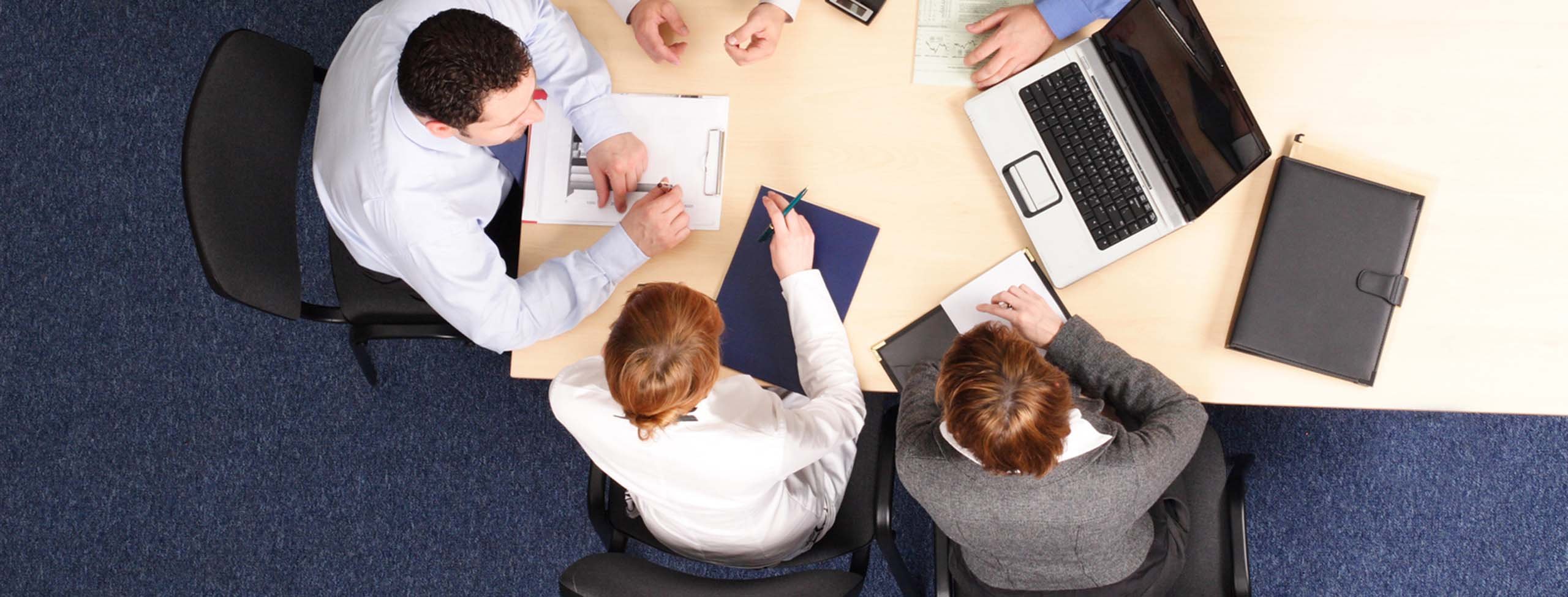 aerial view of business meeting