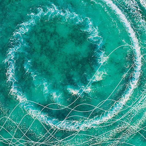 Boat on green sea