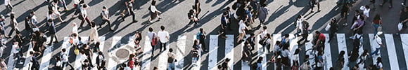 crowd of people crossing