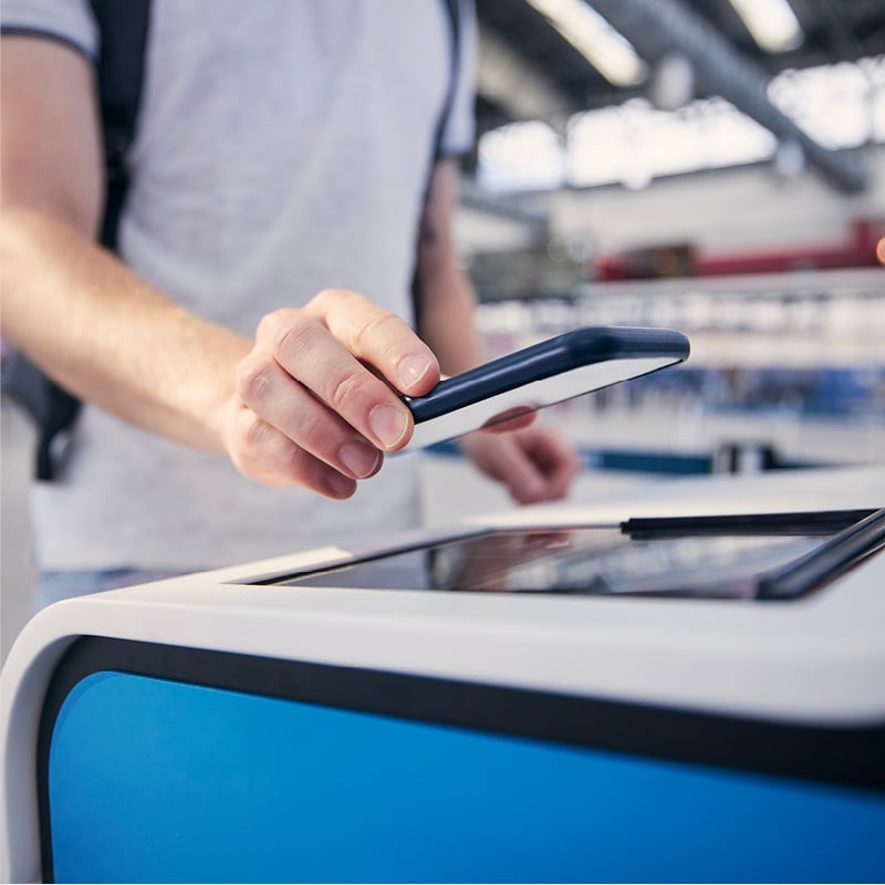 Phone scan at entry gate to illustrate data privacy