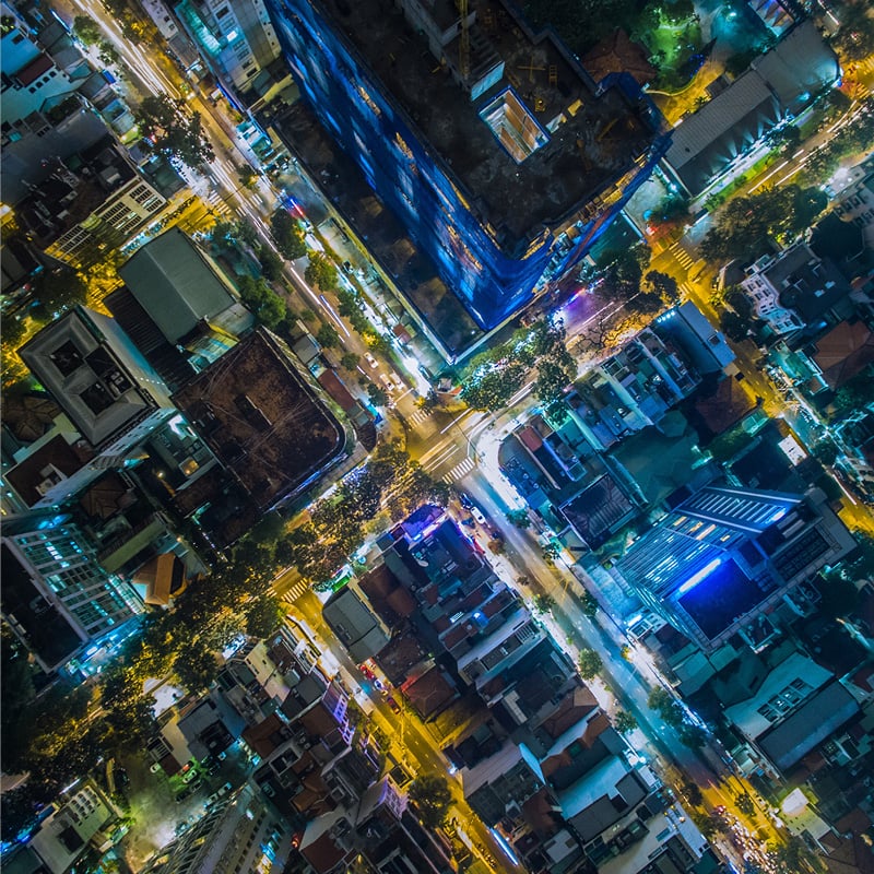 City from above to illustrate tax