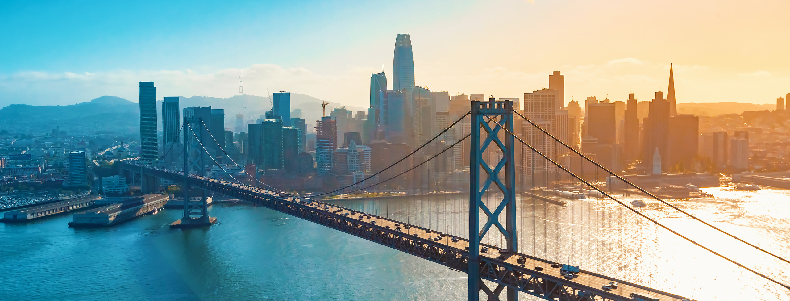 aerial view of the bay bridge