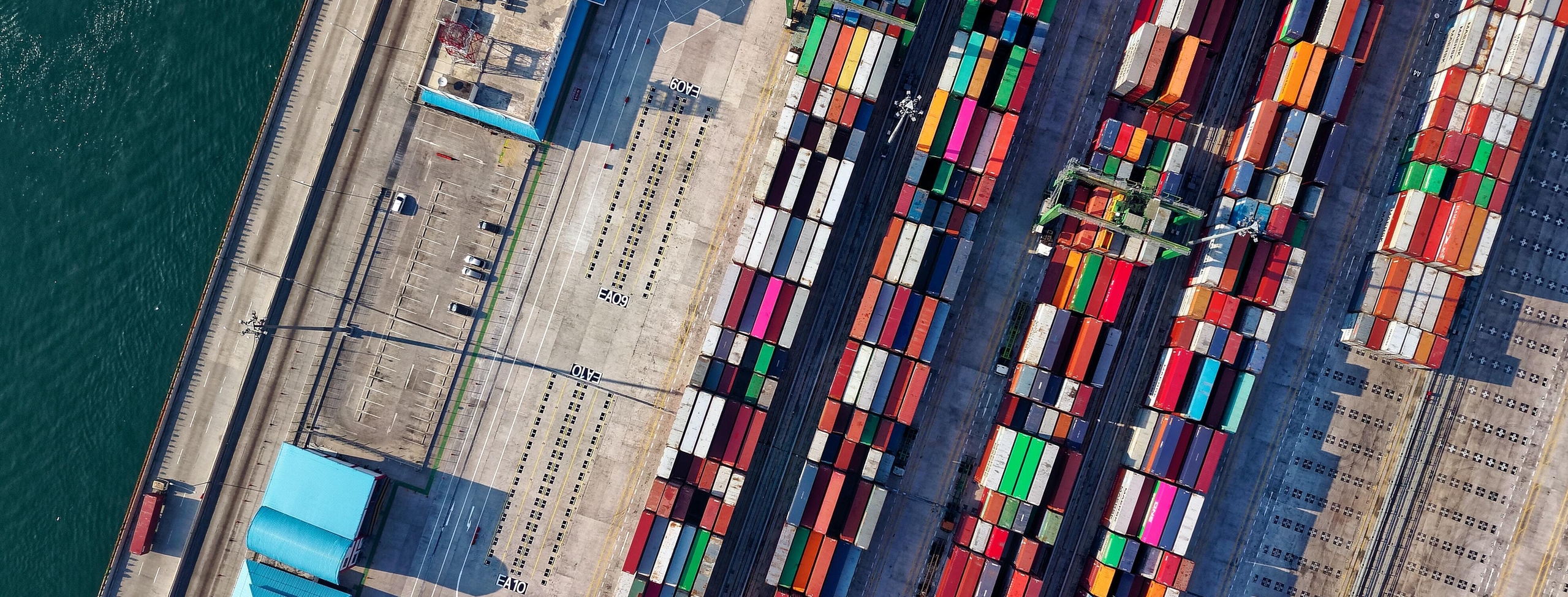 aerial view shipping containers