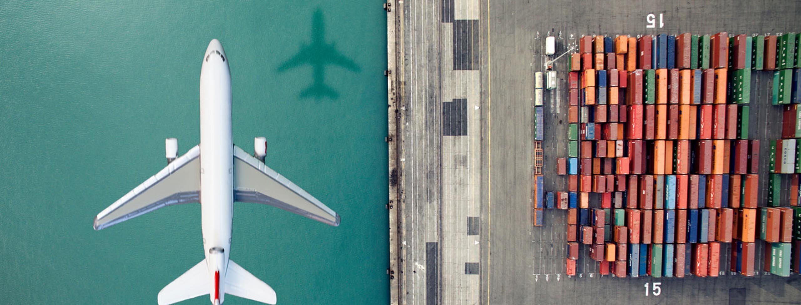 Airplane and shipping containers