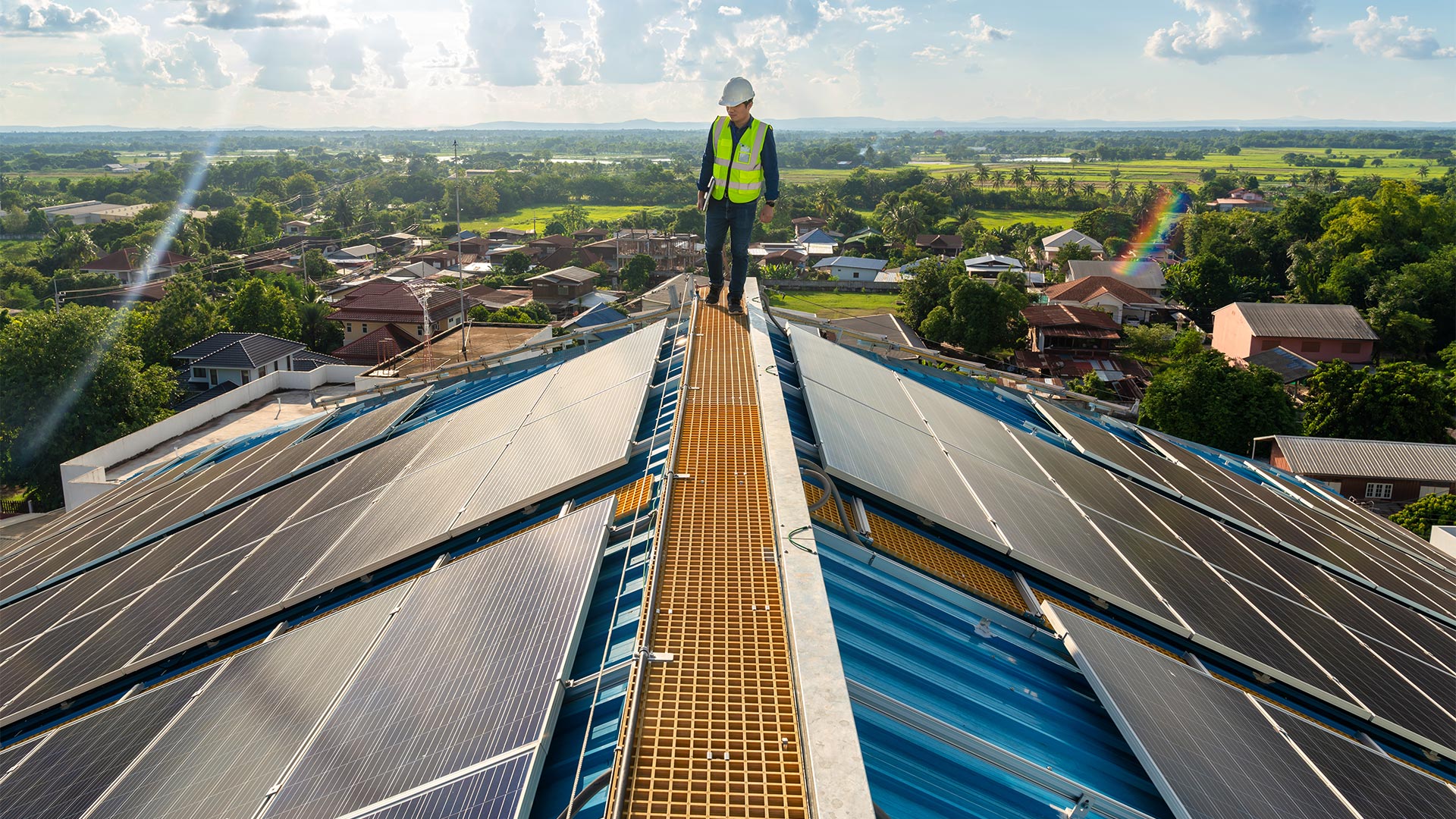 Wind turbines down a road_PPT