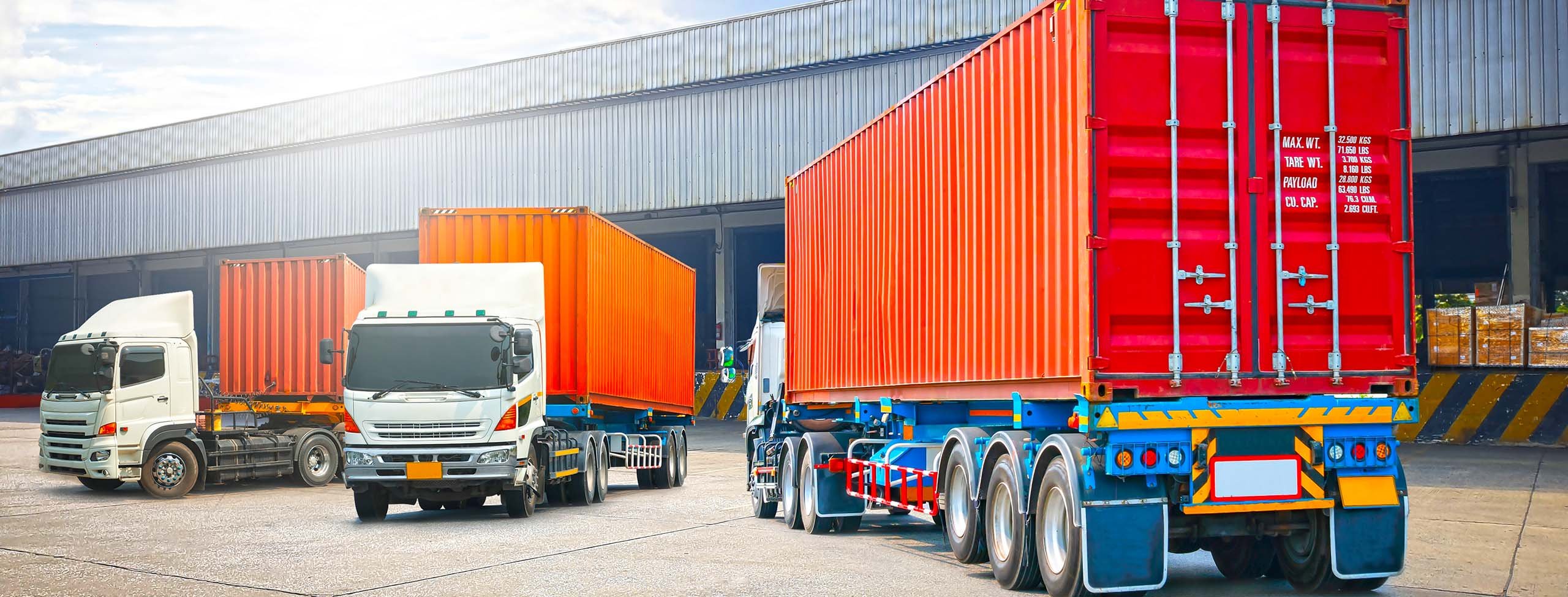 Freight trucks at a warehouse