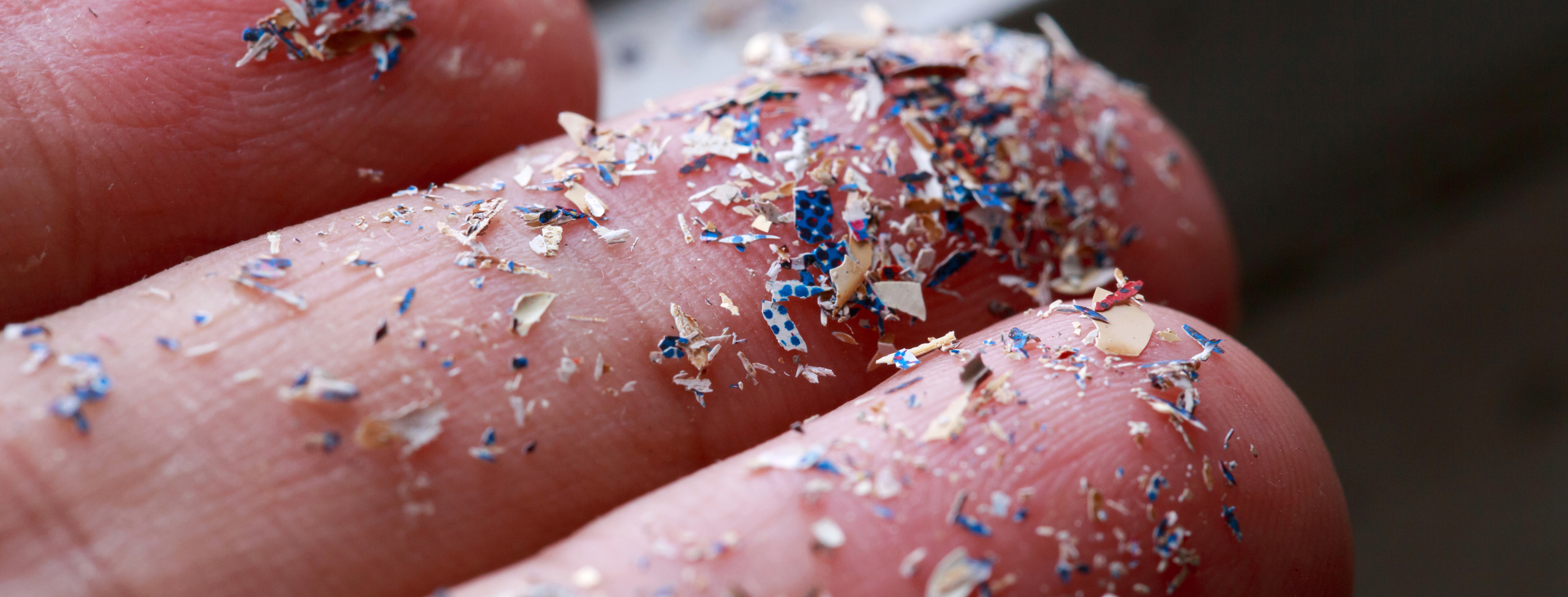 microplastics on fingers