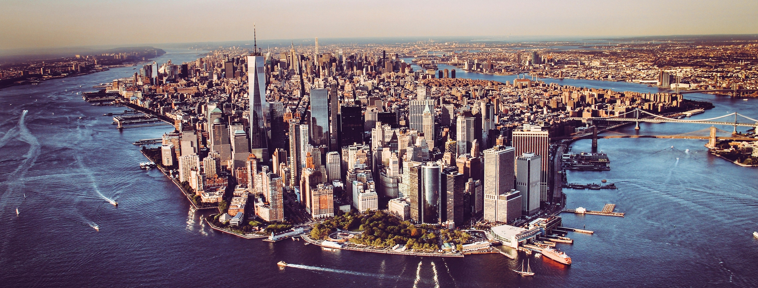 New York City aerial from over water