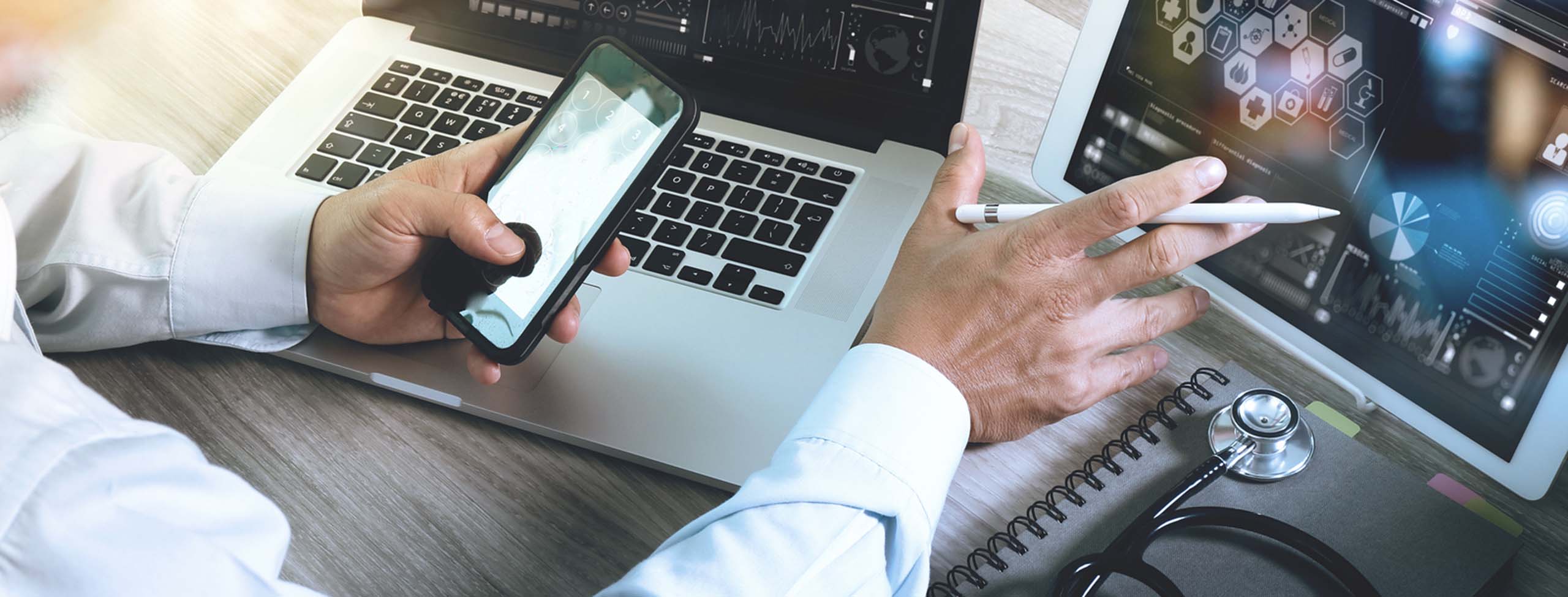 doctor using online health devices