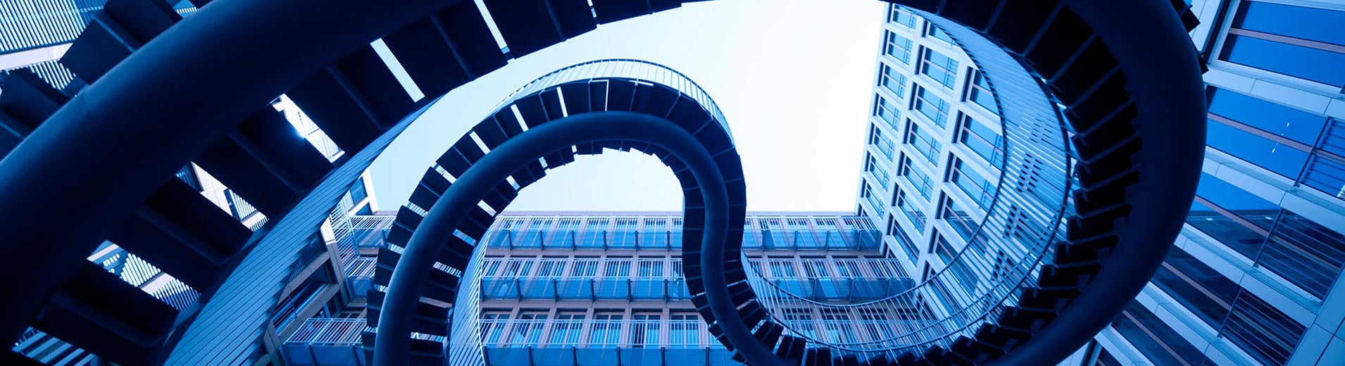 Blue spiral stairs