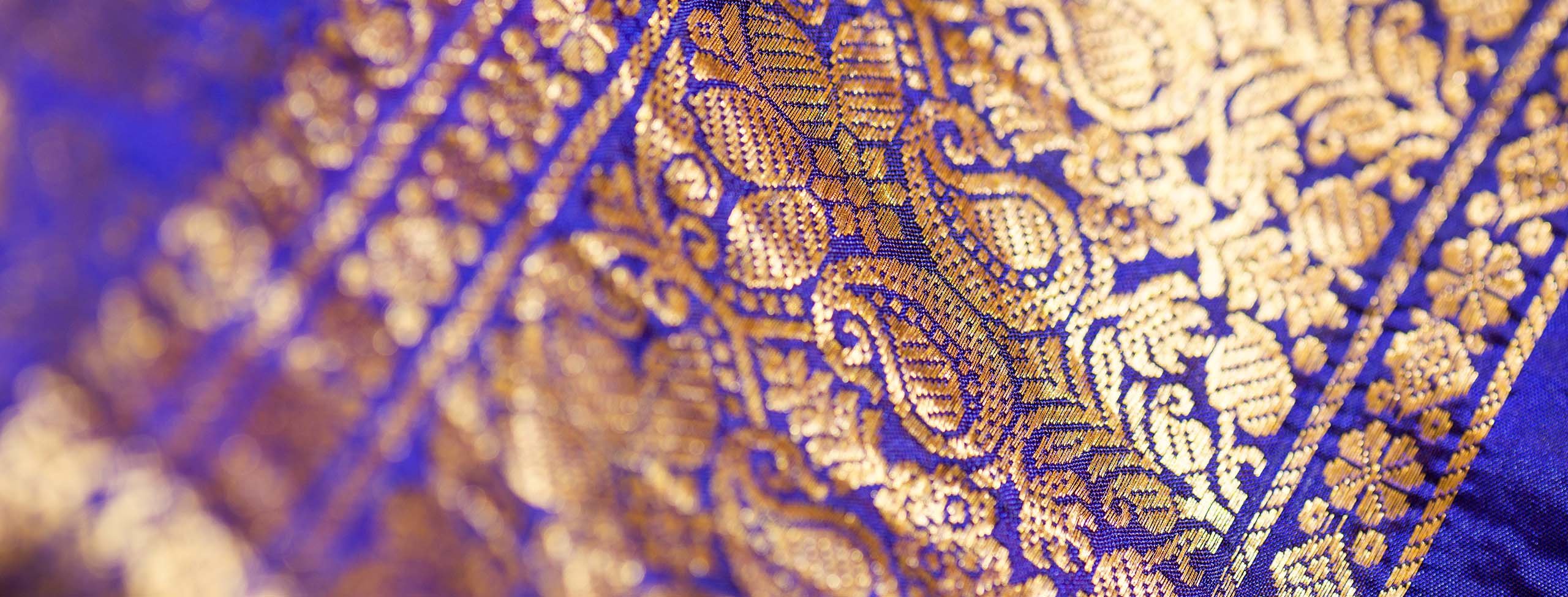 close-up shot of Indian silk sarie