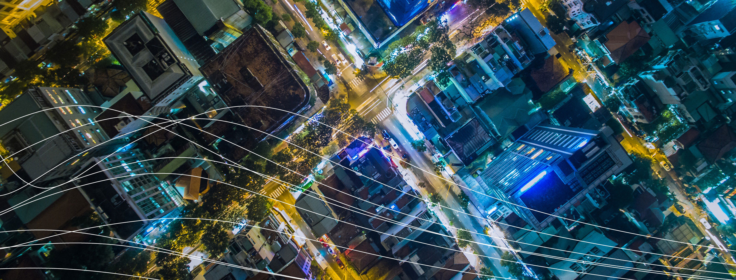 Abstract view of city at night
