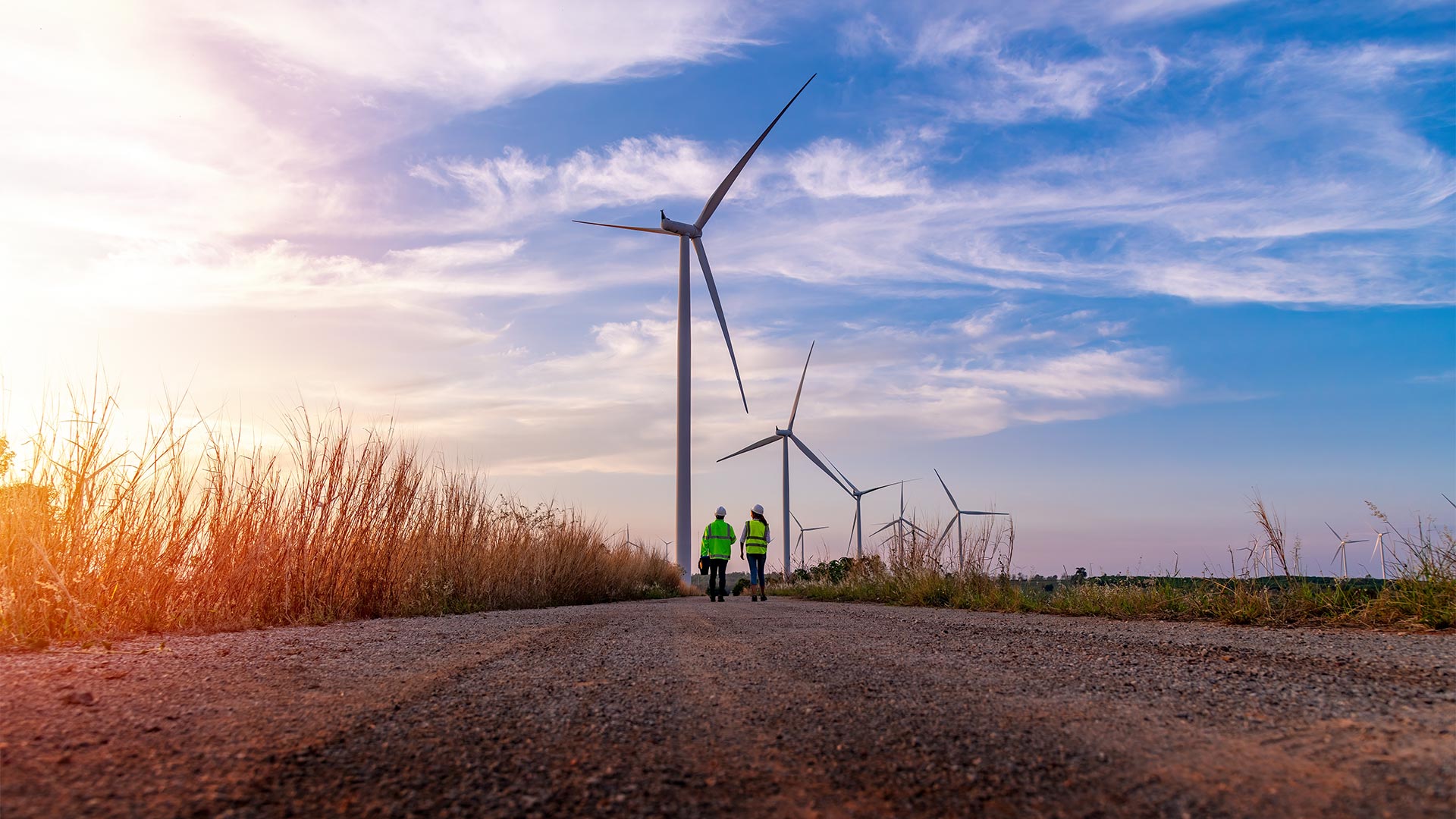 Wind turbines down a road_PPT
