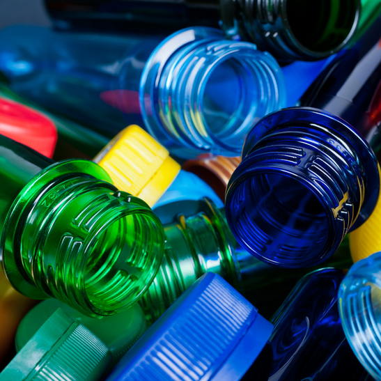Multicolored water bottles