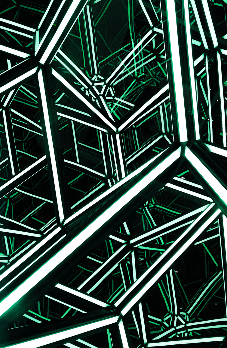 Abstract lights and mirror installation