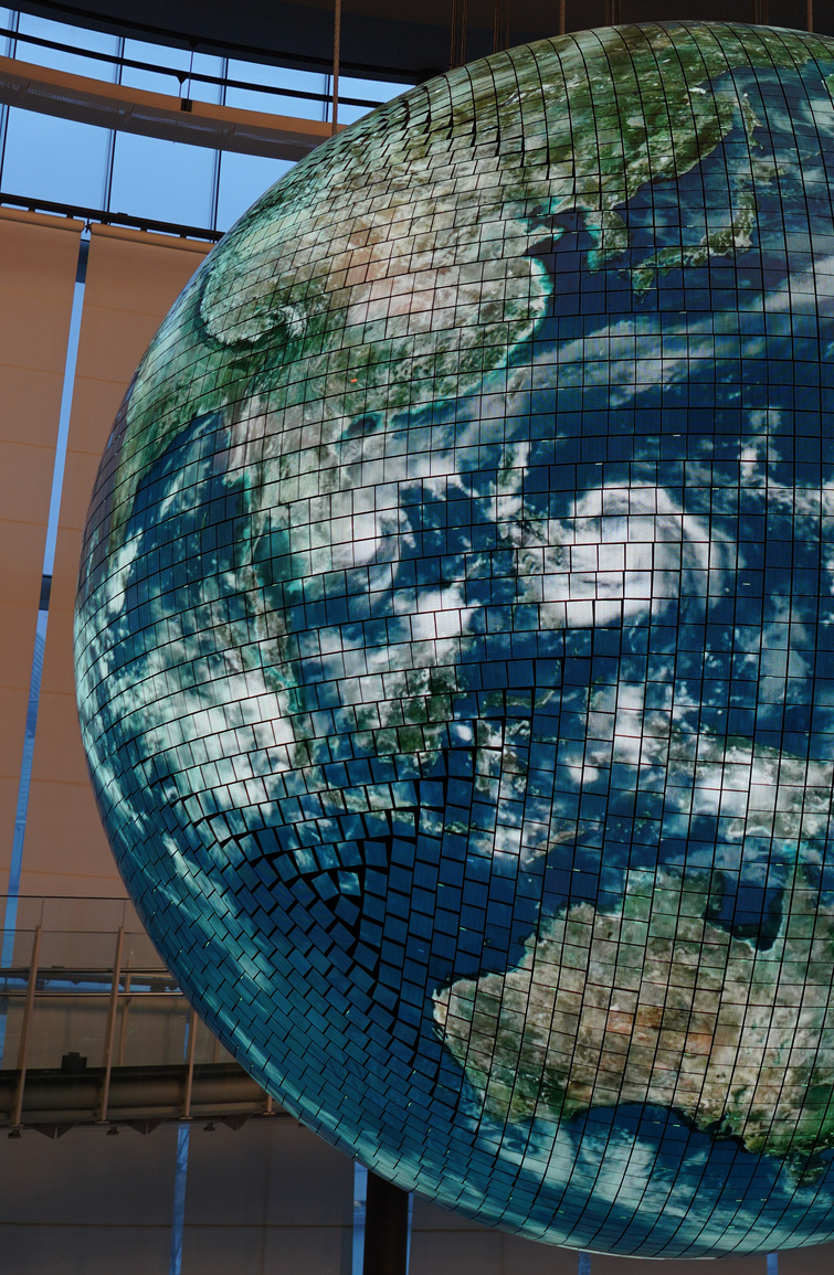 Globe inside the building