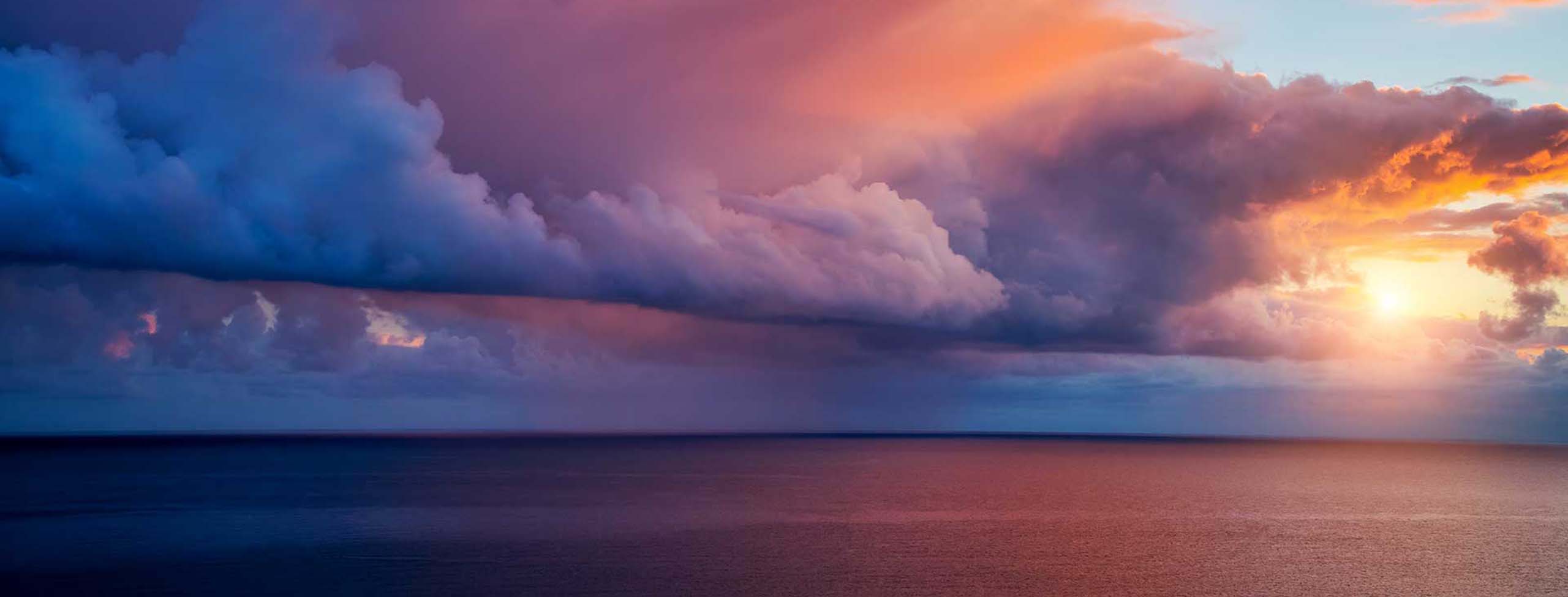 Blue planet Earth with world ocean 2560x975
