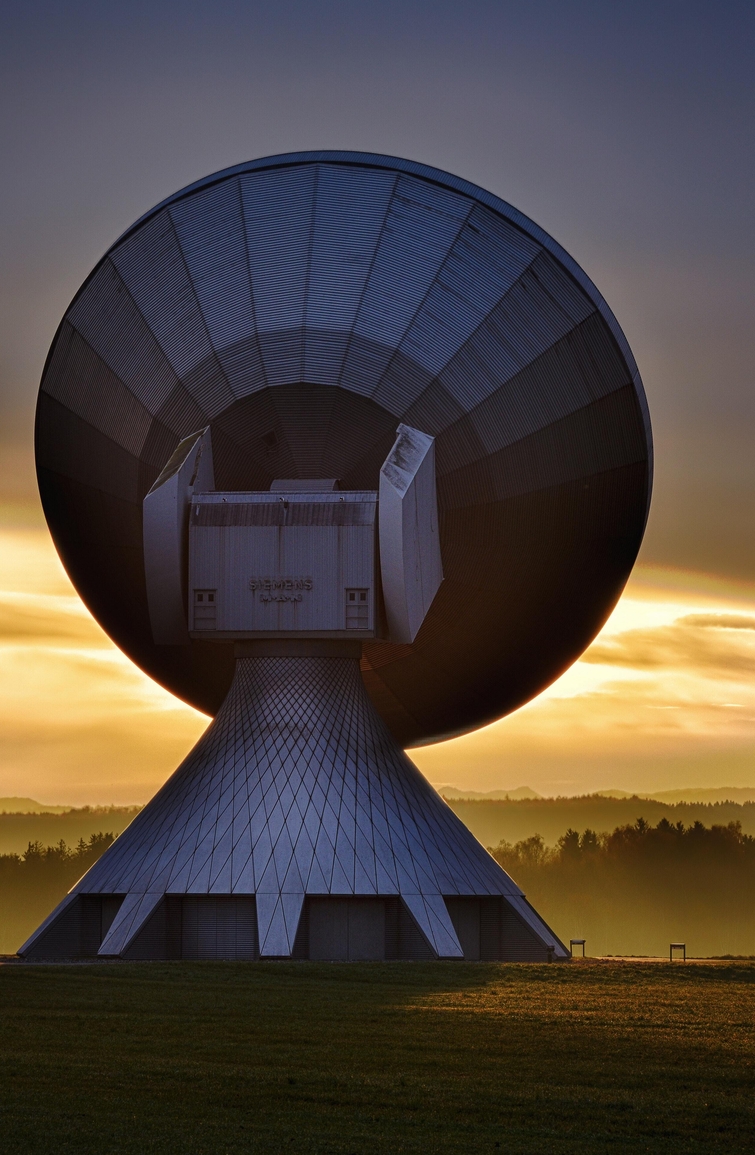 Satellite dish as sunset