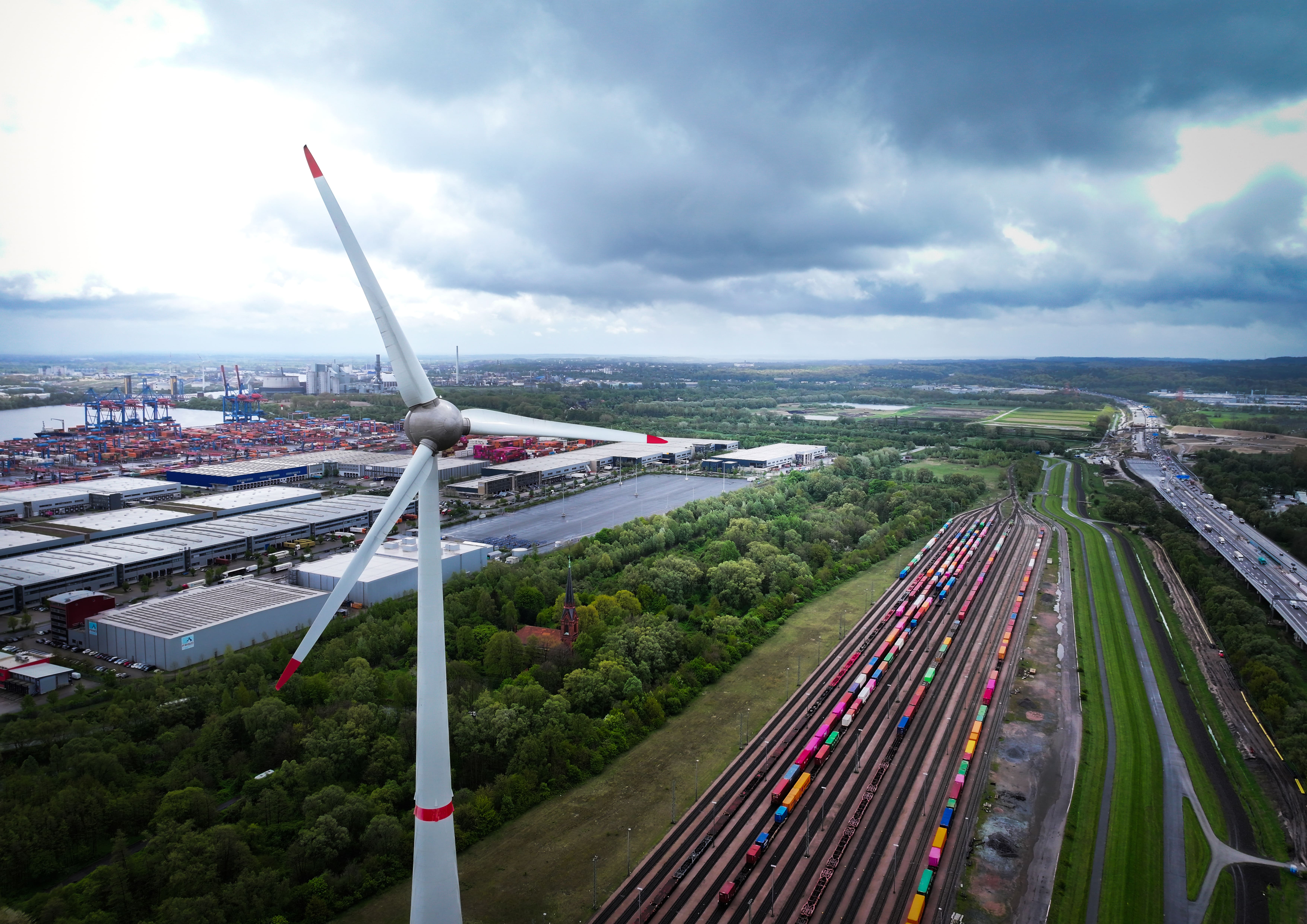 Germany Chemicals Hamburg Drone Train Tracks Windmill Contract Logistics TLM