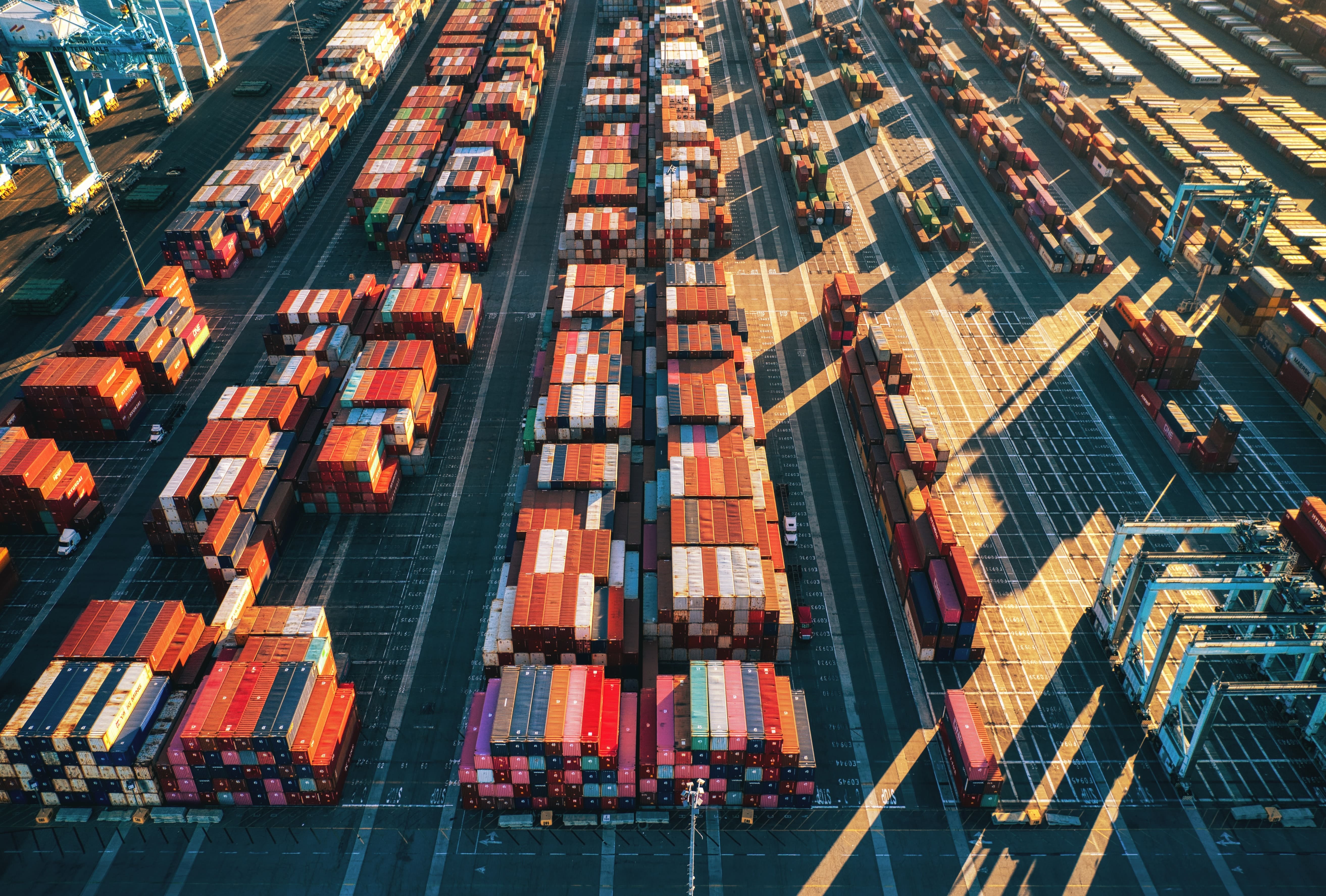 Colorful containers in logistics hub