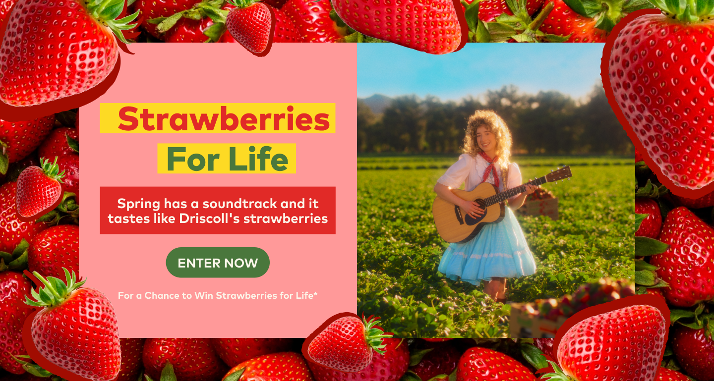 Strawberries For Life promotion. Enter now for a chance to win strawberries for life.