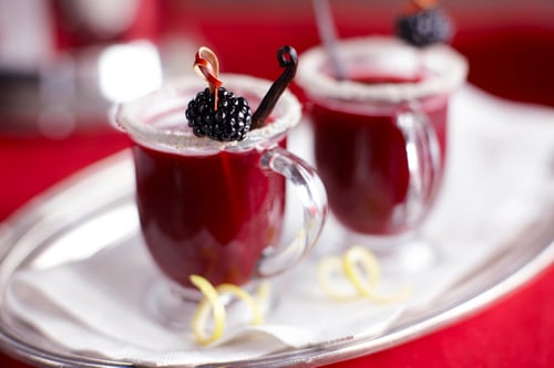 Two glasses of blackberry hot toddy