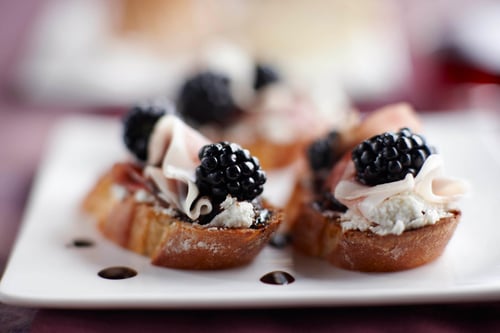 Blackberry and prosciutto on toast