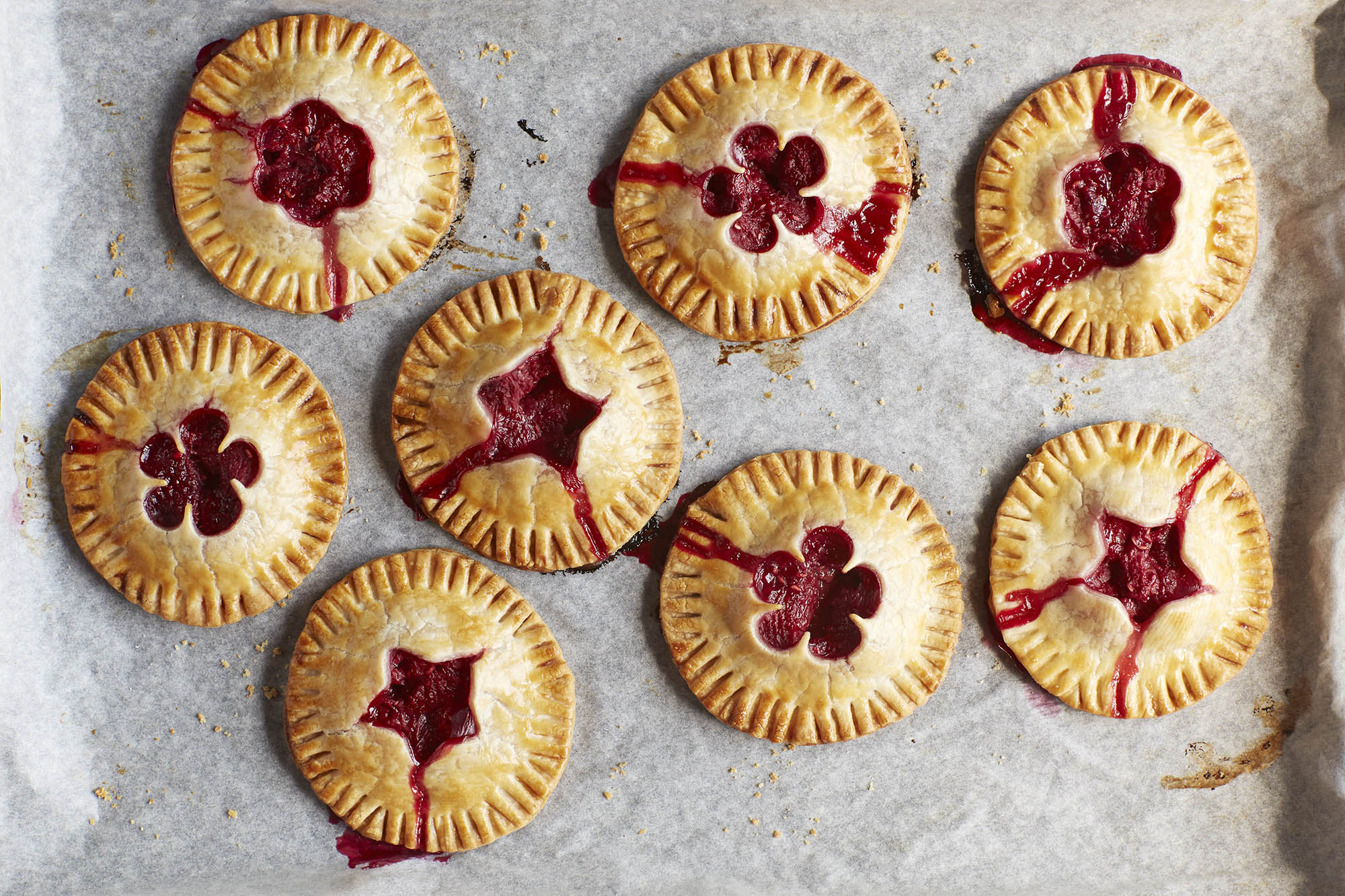 Raspberry hand pies with with shape cutouts