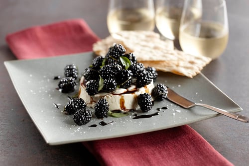 Mascarpone dip with basil blackberries