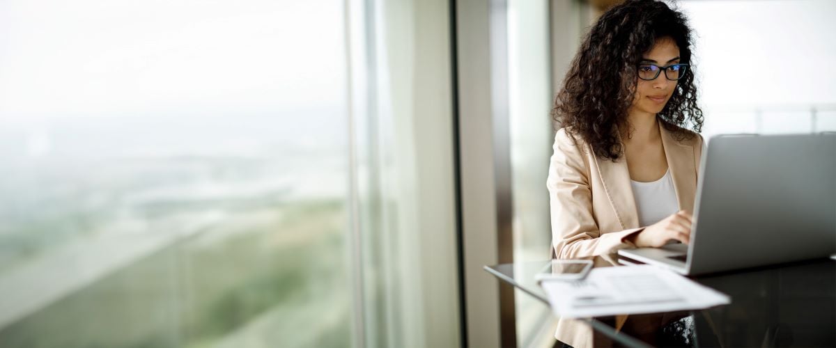 woman using laptop