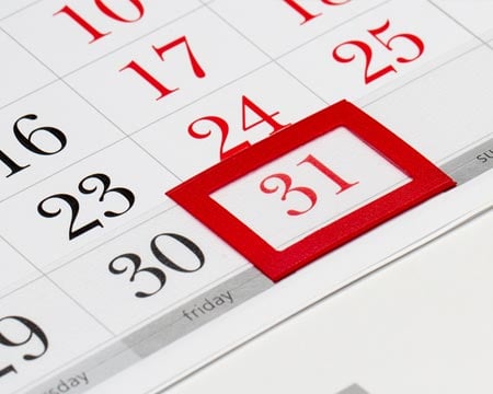 Calendar page with deadline