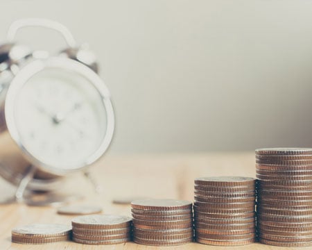 Stacks of Coins with Clock