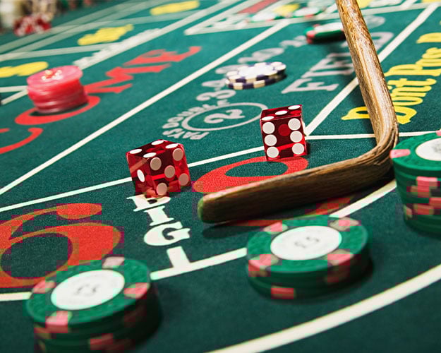 Gambling table red dice