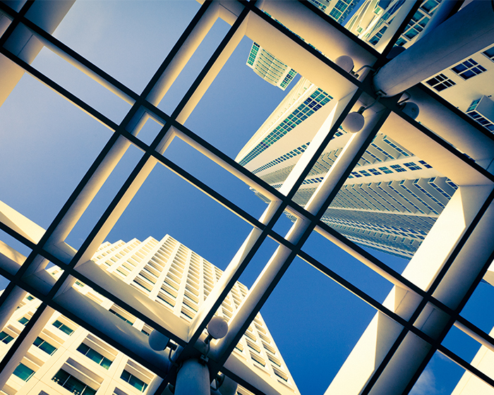 abstract view looking up at building