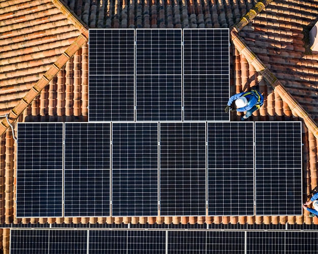 solar panels on roof