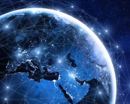 Communication Network Around Planet Earth in Space