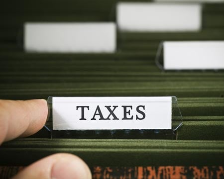 Tax file in a filing cabinet