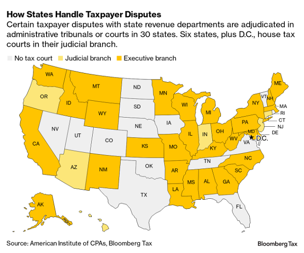 Bloomberg Tax map of state tax courts