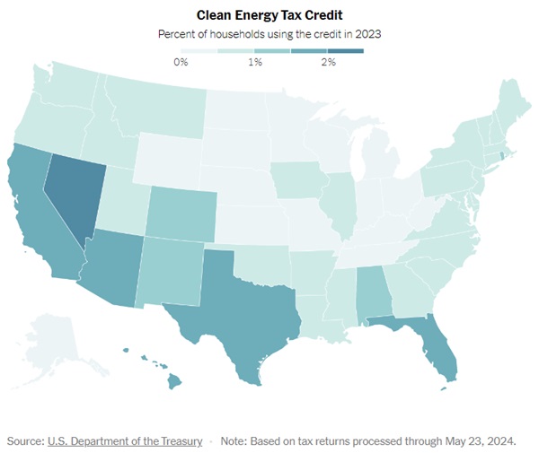 New York Times map on geography of energy credit use.