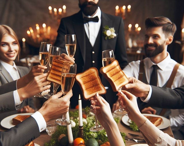 Bing DALL-E 3 image of raising a toast