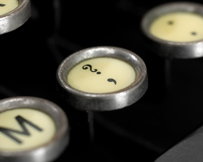 Old-fashioned typewriter punctuation key